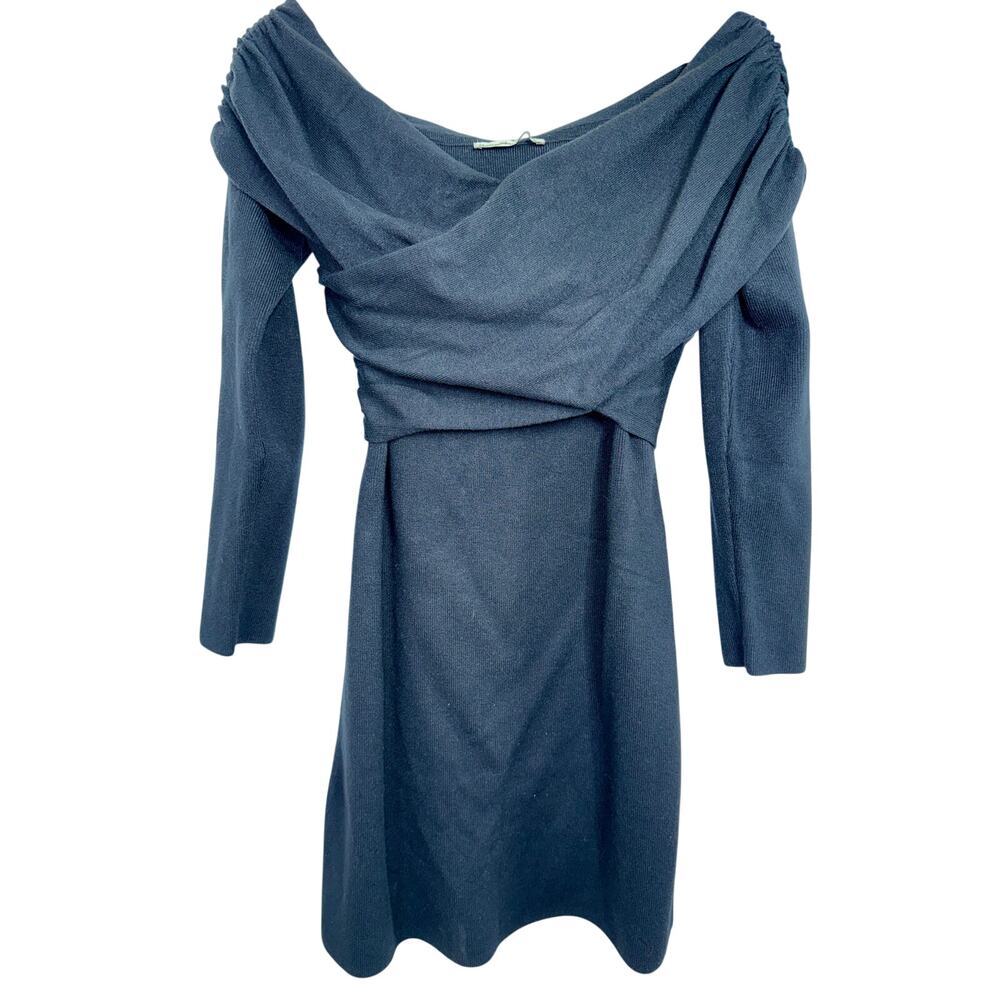 Abercrombie & Fitch Black V-Neck Long Sleeve Wrap Sweater Mini Dress Size Large